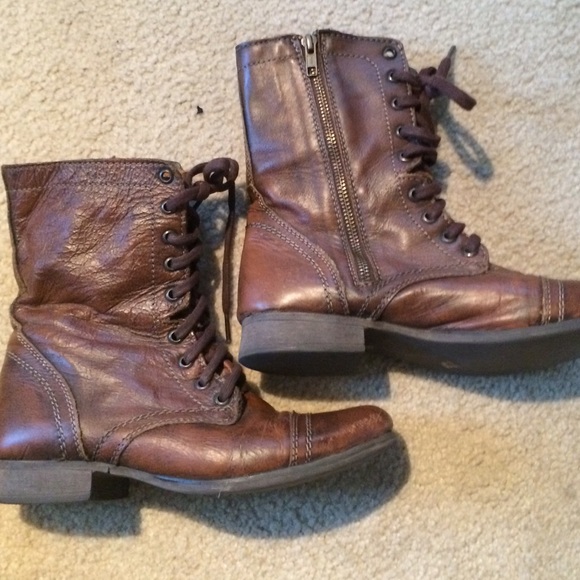 Steve Madden Brown leather "Troopa" combat boot - Picture 2 of 4